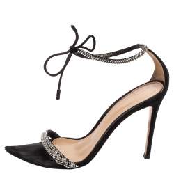 Pre Owned Gianvito Rossi Black Suede Silk Montecarlo Sandals Size 39