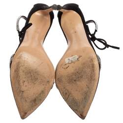 Pre Owned Gianvito Rossi Black Suede Silk Montecarlo Sandals Size 39