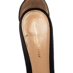 Pre Owned Gianvito Rossi Black Suede Silk Montecarlo Sandals Size 39