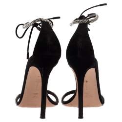 Pre Owned Gianvito Rossi Black Suede Silk Montecarlo Sandals Size 39