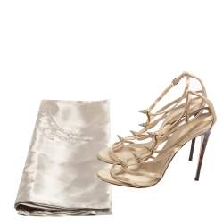 Gianvito Rossi Grey Satin Embellished Strappy Sandals Size 37