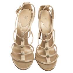 Gianvito Rossi Grey Satin Embellished Strappy Sandals Size 37