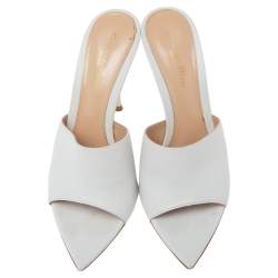 Pre Owned Gianvito Rossi White Leather Alise Open-Toe Mules Size 38
