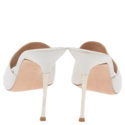 Pre Owned Gianvito Rossi White Leather Alise Open-Toe Mules Size 38