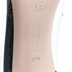 Pre Owned Gianvito Rossi Black Patent Leather And PVC Plexi Pointed Toe Pumps Size 37.5