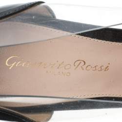 Pre Owned Gianvito Rossi Black Patent Leather And PVC Plexi Pointed Toe Pumps Size 37.5