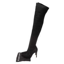Pre Owned Gianvito Rossi Black Stretch Fabric Fiona Over The Knee Boots Size 36.5