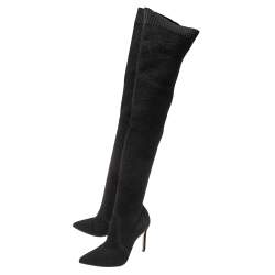 Pre Owned Gianvito Rossi Black Stretch Fabric Fiona Over The Knee Boots Size 36.5
