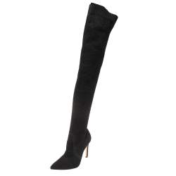 Pre Owned Gianvito Rossi Black Stretch Fabric Fiona Over The Knee Boots Size 36.5