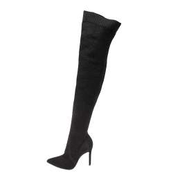 Pre Owned Gianvito Rossi Black Stretch Fabric Fiona Over The Knee Boots Size 36.5