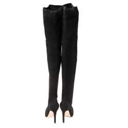 Pre Owned Gianvito Rossi Black Stretch Fabric Fiona Over The Knee Boots Size 36.5