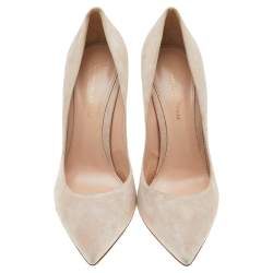 Pre Owned Gianvito Rossi Beige Suede Pointed Toe Pumps Size 37.5