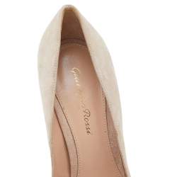 Pre Owned Gianvito Rossi Beige Suede Pointed Toe Pumps Size 37.5