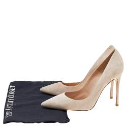 Pre Owned Gianvito Rossi Beige Suede Pointed Toe Pumps Size 37.5