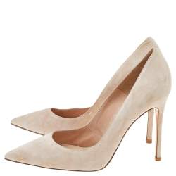 Pre Owned Gianvito Rossi Beige Suede Pointed Toe Pumps Size 37.5