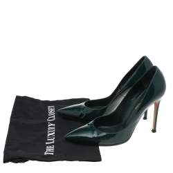 Pre Owned Gianvito Rossi Green Patent Leather Pointed Toe Pumps Size 39