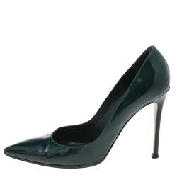 Pre Owned Gianvito Rossi Green Patent Leather Pointed Toe Pumps Size 39