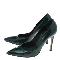 Pre Owned Gianvito Rossi Green Patent Leather Pointed Toe Pumps Size 39