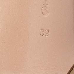 Pre Owned Gianvito Rossi Beige Leather V Neck Peep-Toe Ankle Booties Size 39