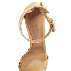 Pre Owned Gianvito Rossi Beige Patent Leather Ankle Strap Portofino Sandals Size 40
