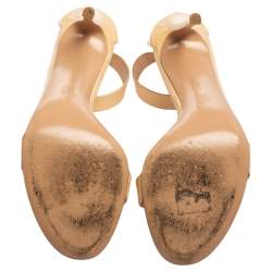 Pre Owned Gianvito Rossi Beige Patent Leather Ankle Strap Portofino Sandals Size 40