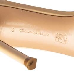 Pre Owned Gianvito Rossi Beige Patent Leather Ankle Strap Portofino Sandals Size 40