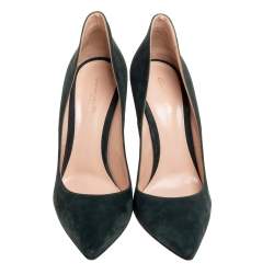 Pre Owned Gianvito Rossi Dark Green Suede Pumps Size 39.5