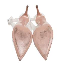 Pre Owned Gianvito Rossi White Patent Leather and PVC Slingback Pumps Size 41