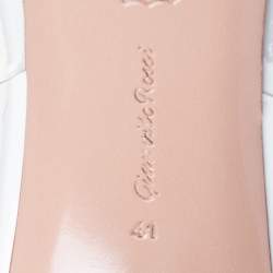 Pre Owned Gianvito Rossi White Patent Leather and PVC Slingback Pumps Size 41