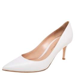 Pre Owned Gianvito Rossi Off White Leather Pointed Toe Pumps Size 36.5 
