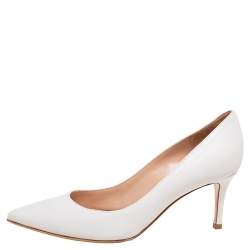 Pre Owned Gianvito Rossi Off White Leather Pointed Toe Pumps Size 36.5 