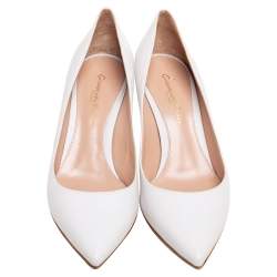Pre Owned Gianvito Rossi Off White Leather Pointed Toe Pumps Size 36.5 