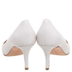 Pre Owned Gianvito Rossi Off White Leather Pointed Toe Pumps Size 36.5 