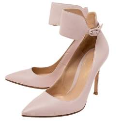 Pre Owned Gianvito Rossi Pink Leather Ankle Cuff Pointed-Toe Pumps Size 36