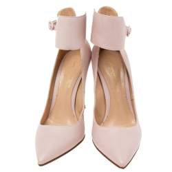 Pre Owned Gianvito Rossi Pink Leather Ankle Cuff Pointed-Toe Pumps Size 36