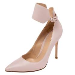 Pre Owned Gianvito Rossi Pink Leather Ankle Cuff Pointed-Toe Pumps Size 36