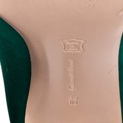 Pre Owned Gianvito Rossi Bottle Green Satin Pointed-Toe Pumps Size 38.5