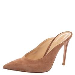Pre Owned Gianvito Rossi Dusty Pink Suede Fanny Pointed-Toe Mules Size 39.5