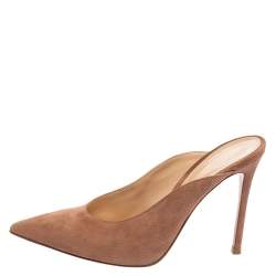 Pre Owned Gianvito Rossi Dusty Pink Suede Fanny Pointed-Toe Mules Size 39.5