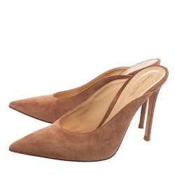 Pre Owned Gianvito Rossi Dusty Pink Suede Fanny Pointed-Toe Mules Size 39.5