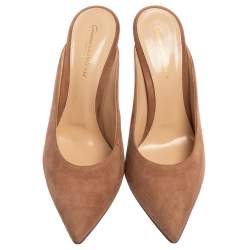 Pre Owned Gianvito Rossi Dusty Pink Suede Fanny Pointed-Toe Mules Size 39.5