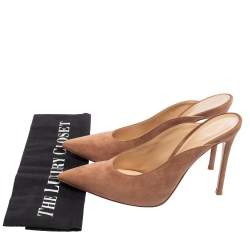 Pre Owned Gianvito Rossi Dusty Pink Suede Fanny Pointed-Toe Mules Size 39.5