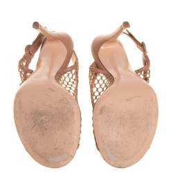 Pre Owned Gianvito Rossi Beige Leather And Mesh Slingback Sandals Size 39.5