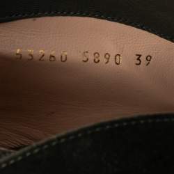 Pre Owned Gianvito Rossi Green Suede Vamp Peep Toe Booties Size 39