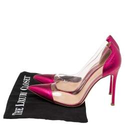 Pre Owned Gianvito Rossi Pink Leather And PVC Plexi Pumps Size 37