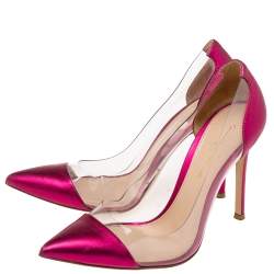 Pre Owned Gianvito Rossi Pink Leather And PVC Plexi Pumps Size 37