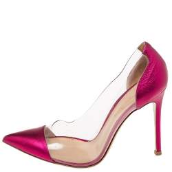 Pre Owned Gianvito Rossi Pink Leather And PVC Plexi Pumps Size 37