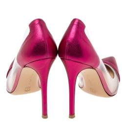 Pre Owned Gianvito Rossi Pink Leather And PVC Plexi Pumps Size 37