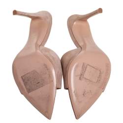 Pre Owned Gianvito Rossi Beige Laminated Suede Elle Slide Sandals Size 39