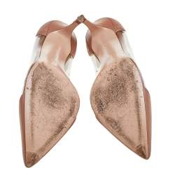 Pre Owned Gianvito Rossi Beige Leather And PVC Plexi Pointed Toe Pumps Size 41